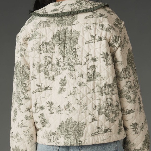 NWT Anthropologie Forever That Girl Quilted Toile Jacket in Green - Picture 2 of 4